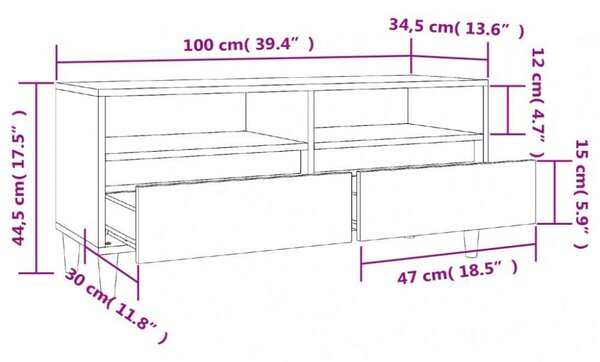 VidaXL sonoma tölgyszínű szerelt fa TV-szekrény 100x34,5x44,5 cm