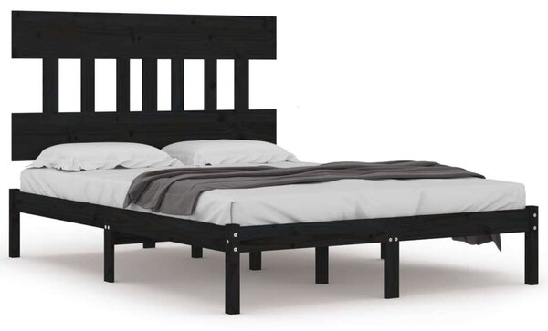 VidaXL Fekete Tömörfa Ágykeret - 200x200 cm