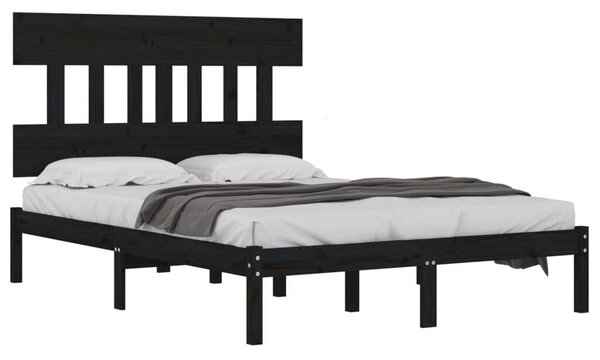 VidaXL Fekete Tömörfa Ágykeret - 200x200 cm