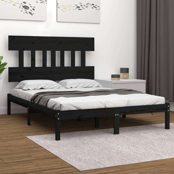 VidaXL Fekete Tömörfa Ágykeret - 200x200 cm