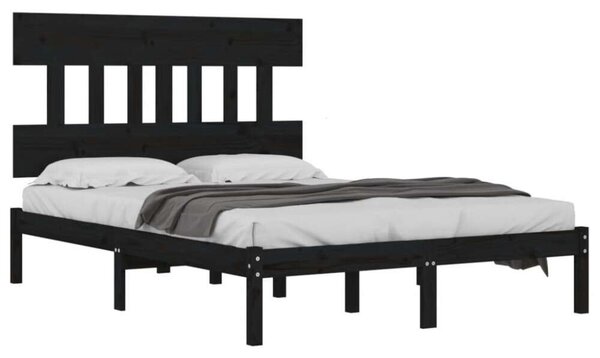 VidaXL Fekete Tömörfa Ágykeret - 200x200 cm