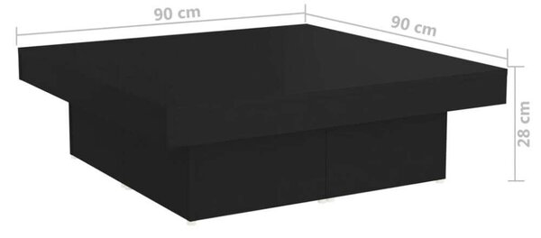 VidaXL fekete forgácslap dohányzóasztal 90 x 90 x 28 cm
