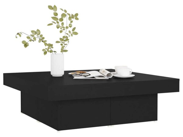 VidaXL fekete forgácslap dohányzóasztal 90 x 90 x 28 cm