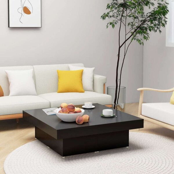 VidaXL fekete forgácslap dohányzóasztal 90 x 90 x 28 cm