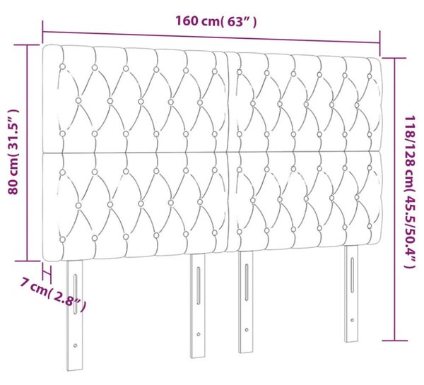 VidaXL LED-es Ágyfejtámla - Szövet - 160x7x118/128 cm