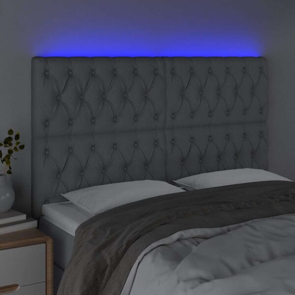 VidaXL LED-es Ágyfejtámla - Szövet - 160x7x118/128 cm
