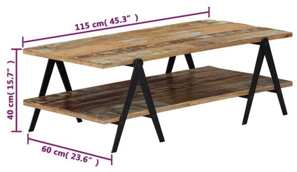 VidaXL Dohányzóasztal - Újrahasznosított Fa - 115x60x40 cm