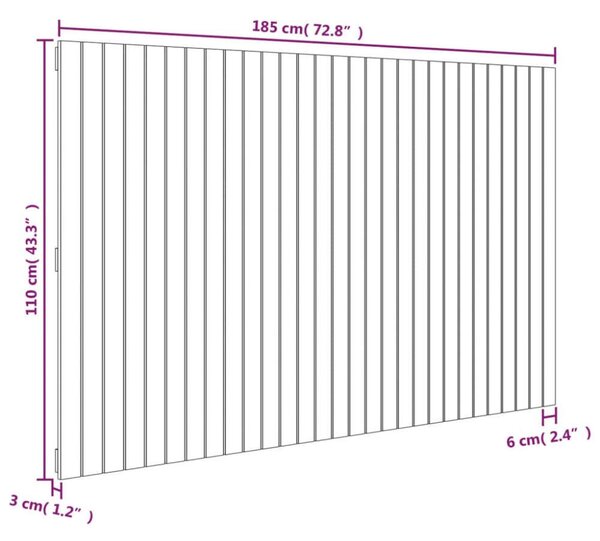 VidaXL Fekete Fenyőfa Fali Fejtámla - 185x110 cm