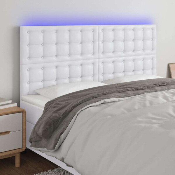 VidaXL fehér műbőr LED-es fejtámla 200x5x118/128 cm