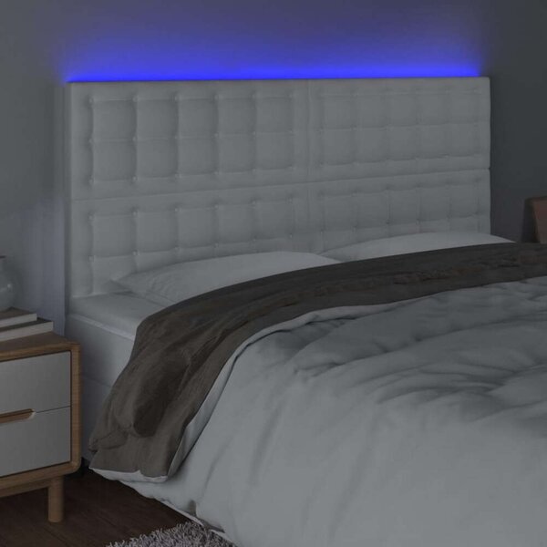VidaXL fehér műbőr LED-es fejtámla 200x5x118/128 cm