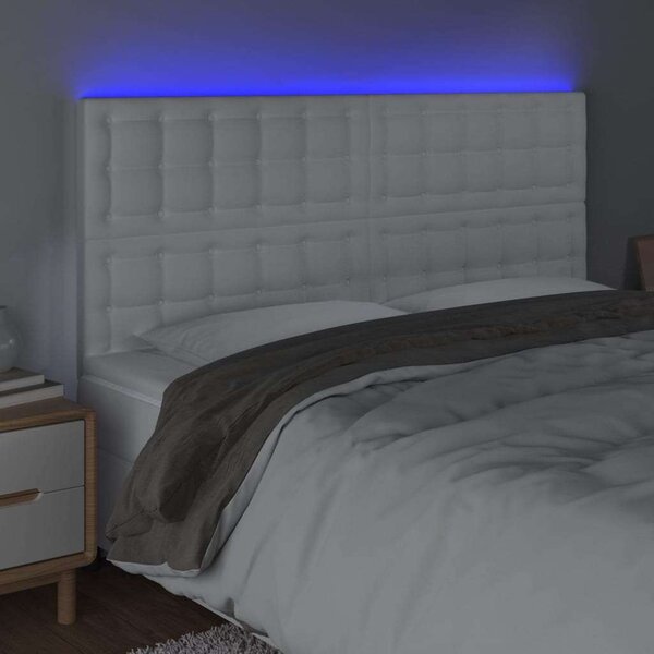 VidaXL fehér műbőr LED-es fejtámla 200x5x118/128 cm