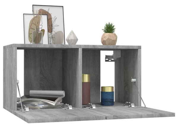 VidaXL 3 db sonoma tölgy színű fa függő TV-szekrény 60 x 30 x 30 cm