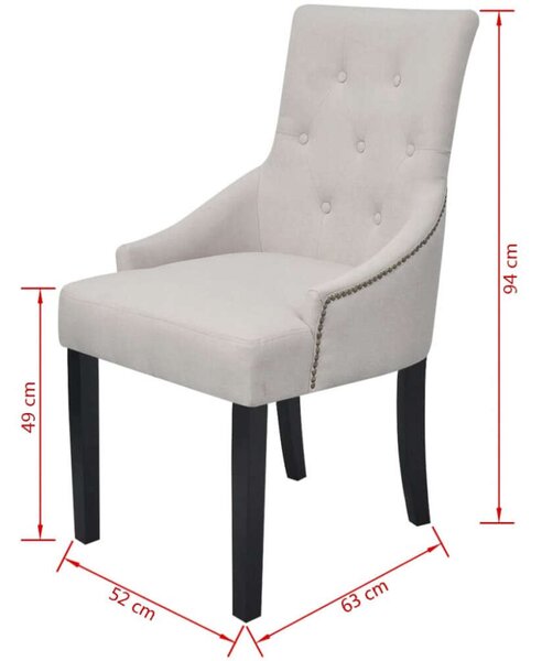Elegáns Szövet Étkezőszék - 6 db - Szürkés Krémszín