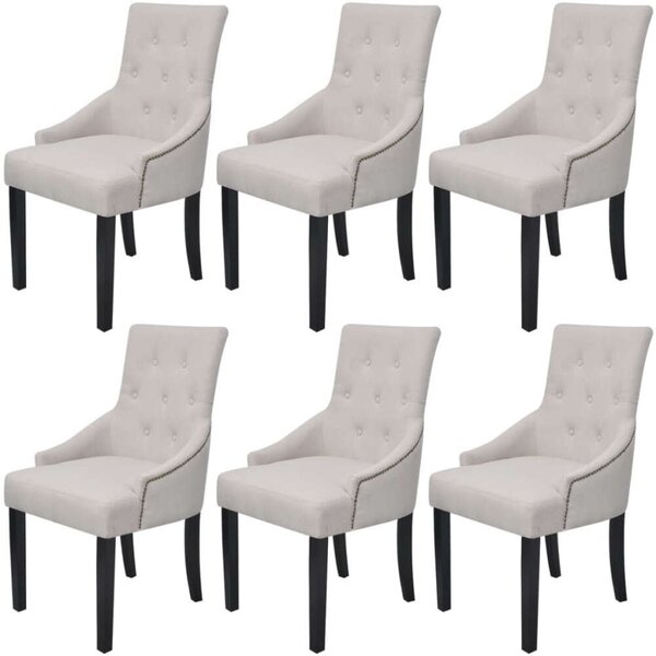 Elegáns Szövet Étkezőszék - 6 db - Szürkés Krémszín