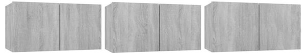VidaXL 3 db sonoma tölgy színű fa függő TV-szekrény 60 x 30 x 30 cm