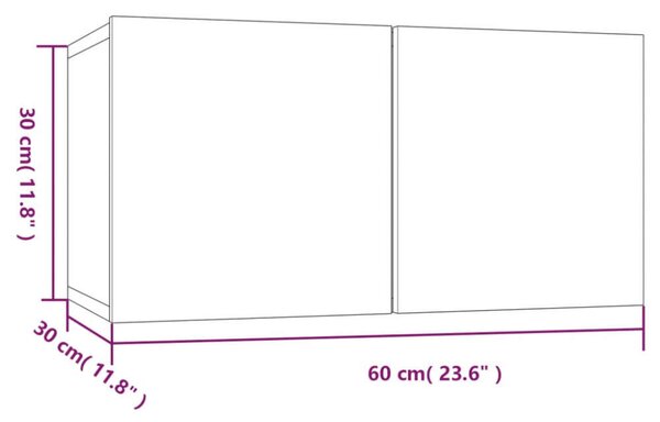 VidaXL 3 db sonoma tölgy színű fa függő TV-szekrény 60 x 30 x 30 cm