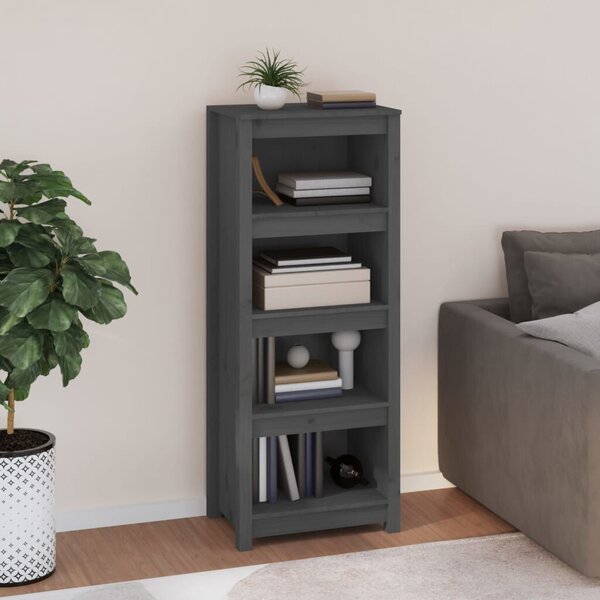 VidaXL szürke tömör fenyőfa könyvszekrény 50x35x125,5 cm