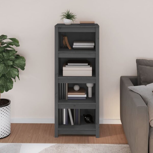 VidaXL szürke tömör fenyőfa könyvszekrény 50x35x125,5 cm