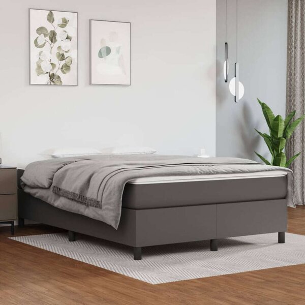 VidaXL szürke műbőr rugós ágy matraccal 140x190 cm