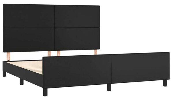 VidaXL Fekete Műbőr Ágykeret Fejtámlával - 180x200 cm