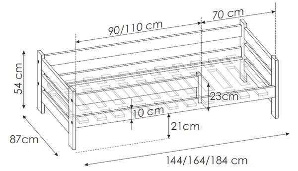 KUBIUS fa gyerekágy ágyneműtartóval 80x140 - fehér