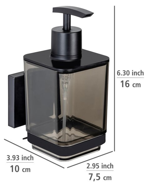 Fekete öntapadós műanyag szappanadagoló 340 ml Quadro – Wenko