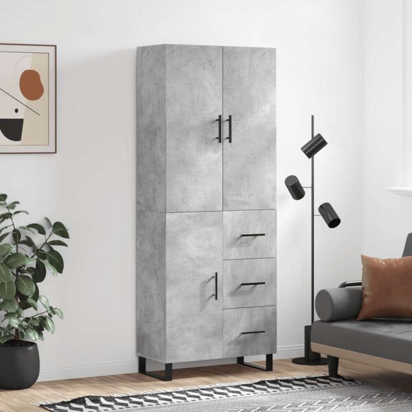 VidaXL Magas Szekrény - Beton Szürke - 180 cm