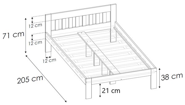 LK02 A egyszemélyes tömör fa ágy 120x200 - fehér
