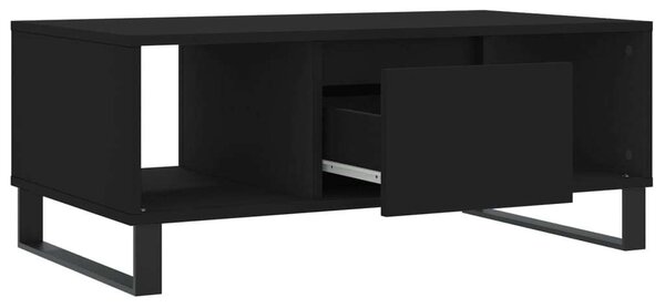 Modern Fekete Dohányzóasztal - Fiókkal és Polcokkal - 90x50x36,5 cm