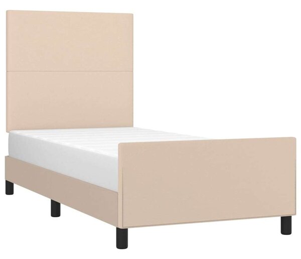 VidaXL cappuccino színű műbőr ágykeret fejtámlával 90 x 200 cm