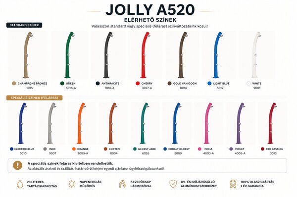 Jolly A520 íves kerti szolár zuhany lábmosóval