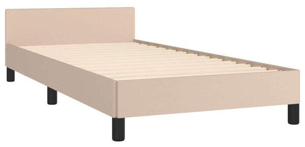 VidaXL cappuccino színű műbőr ágykeret fejtámlával 90 x 200 cm
