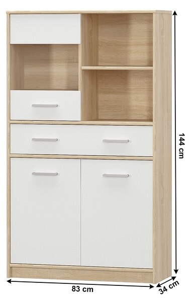 Vitrin Thornham 2D1W1S/80 (fehér)