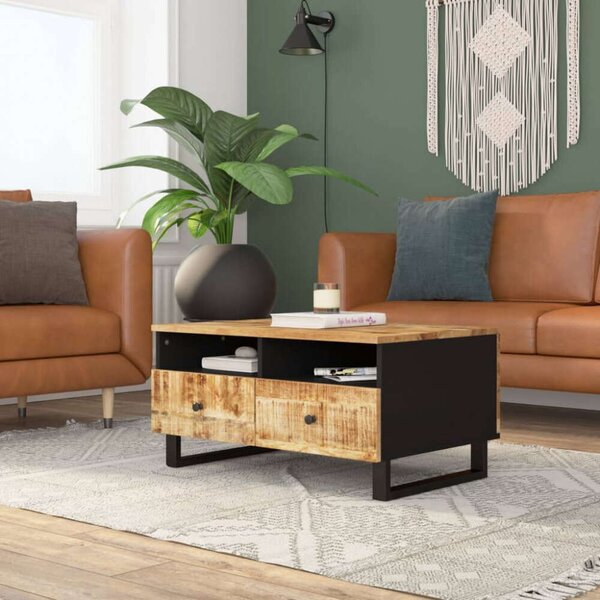 VidaXL tömör mangófa és szerelt fa dohányzóasztal 80 x 54 x 40 cm