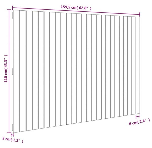 VidaXL Fekete Fenyőfa Fali Fejtámla - 160x110 cm