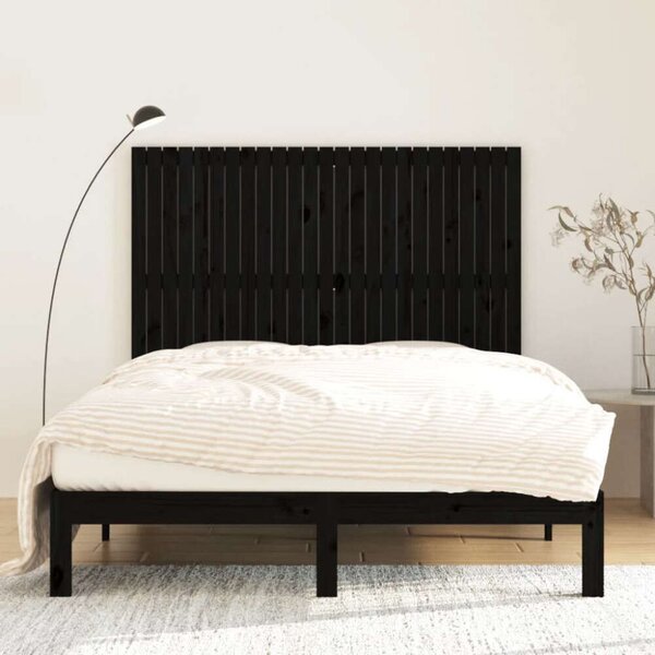 VidaXL Fekete Fenyőfa Fali Fejtámla - 160x110 cm