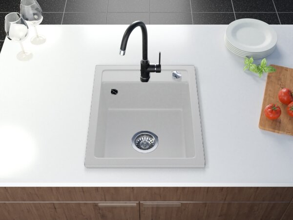 Start Don gránit mosogató automata dugóemelő, szifonnal, fehér, beépíthető
