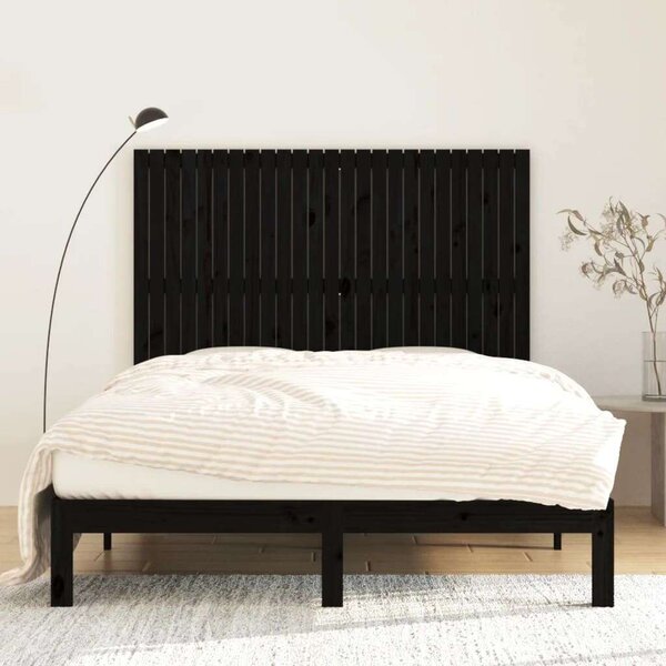 VidaXL Fekete Fenyőfa Fali Fejtámla - 160x110 cm