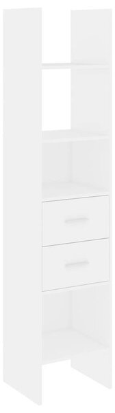 Fehér Könyvespolc - 4 Polc, 2 Fiók - 180 cm