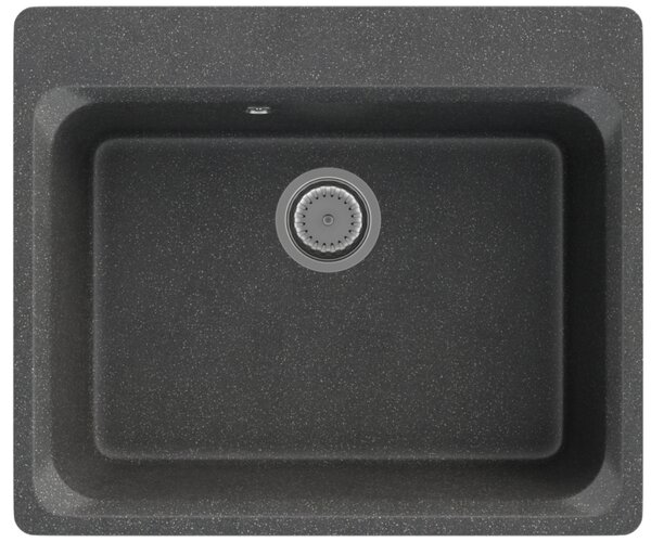 Lille gránit mosogató automata dugóemelő, szifonnal, fekete-szemcsés, beépíthető