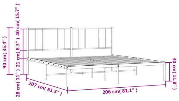 VidaXL fehér fém ágykeret fejtámlával 200 x 200 cm