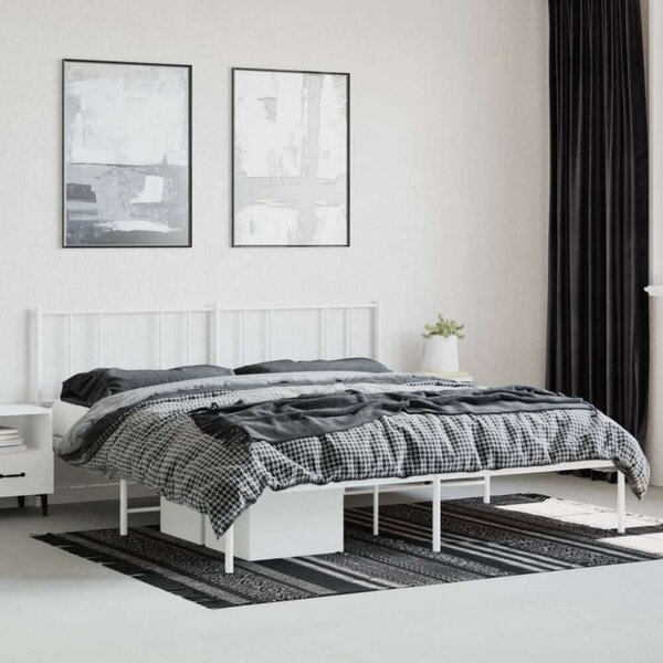 VidaXL fehér fém ágykeret fejtámlával 200 x 200 cm