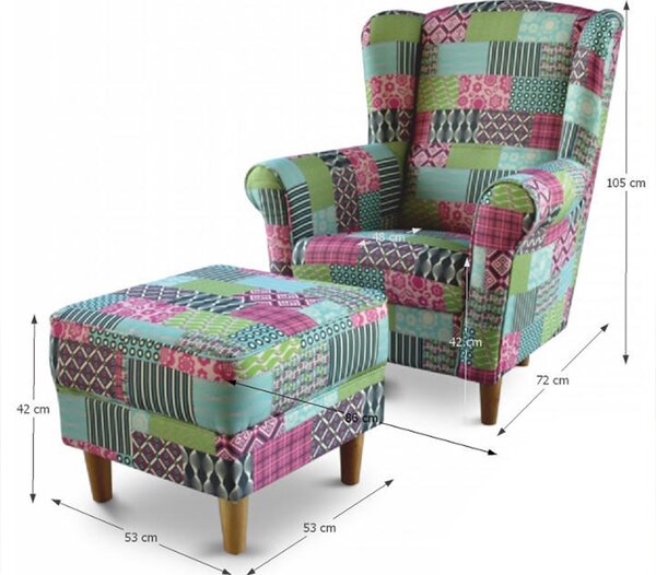 Fotel puffal Astrid patchwork M1
