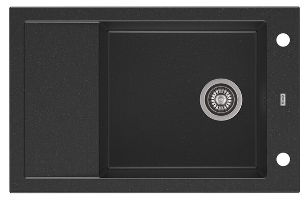 A-POINT 40 gránit mosogató automata dugóemelő, szifonnal, fekete, beépíthető