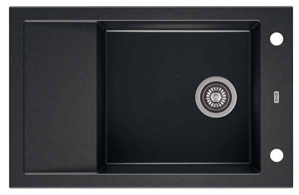 A-POINT 40 gránit mosogató automata dugóemelő, szifonnal, fekete-szemcsés fényes, beépíthető