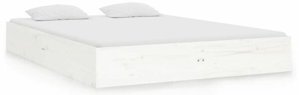 VidaXL fehér tömör fa ágykeret 135 x 190 cm (4FT6 Double)