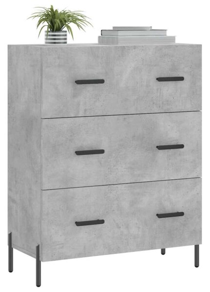 VidaXL Beton Szürke 3 Fiókos Tálalószekrény - 69,5x34x90 cm