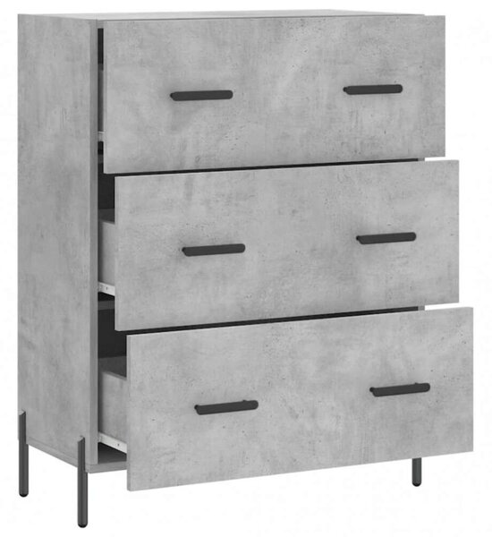 VidaXL Beton Szürke 3 Fiókos Tálalószekrény - 69,5x34x90 cm