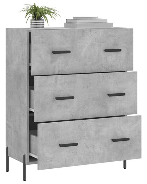 VidaXL Beton Szürke 3 Fiókos Tálalószekrény - 69,5x34x90 cm