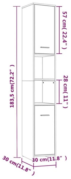 VidaXL szürke sonoma színű szerelt fa fürdőszobaszekrény 30x30x83,5 cm